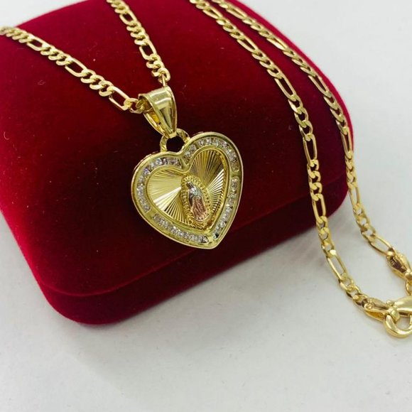 Cadena Tres Oros de la Guadalupe para Mujer 20" Virgen de Guadalupe Necklace GF - Picture 3 of 10